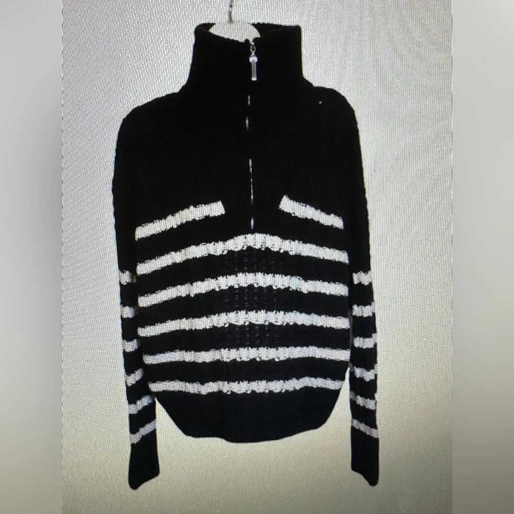 La Ligne for target black stripe quarter zip sweater NWT